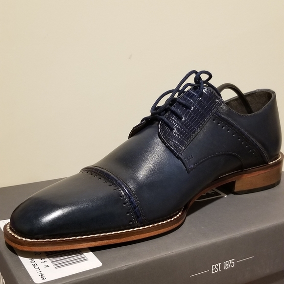 sz 9.5 M Stacy Adams blue leather mens dress shoes - Picture 3 of 5